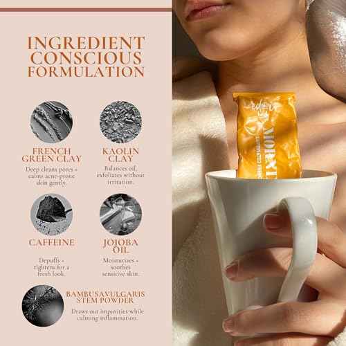 ed&i Morning Coffee 2 in 1 Face Scrub & Mask ? With French Green Clay and Coffee Extract, Gentle for Skin, Facial Skin Care, Skincare Clay Mask for Pores, 3.38 oz