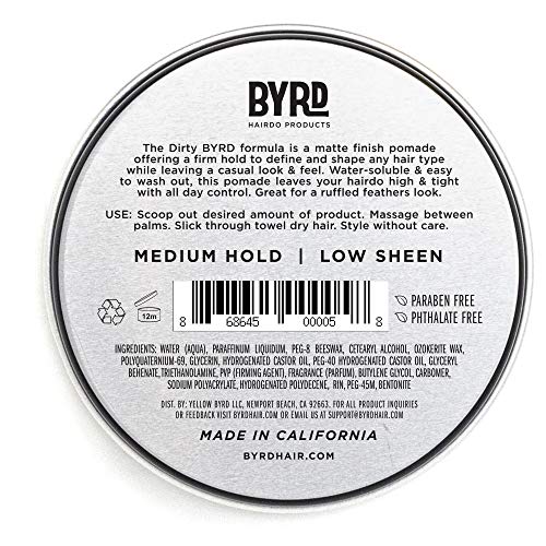 BYRD Matte Pomade 1.5 oz – Medium Hold, Water-Based