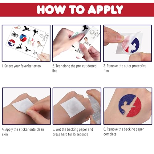 96 Pcs Taekwondo Temporary Tattoos for Kids Party Favors