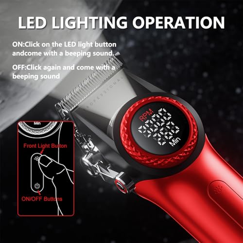 VGR Professional Hair Clippers for Men - Red, Cordless, 21 Speed, Rechargeable