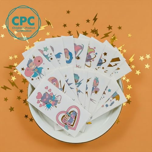 PapaKit 36 Superhero Temporary Tattoo Set - 18 Wrapped Sheets