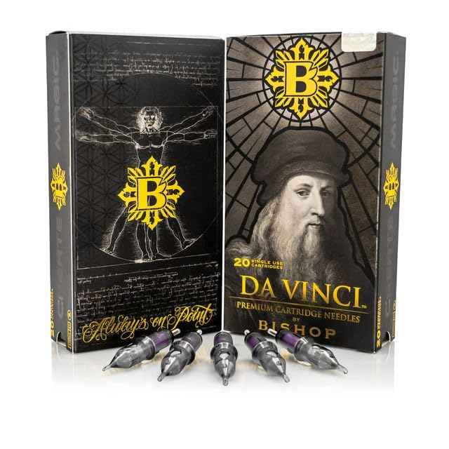 Bishop Tattoo Da Vinci V2 Cartridges - Bugpin - 10 Gage With 03 Pins - Round Liner Long - 20 Cartridges