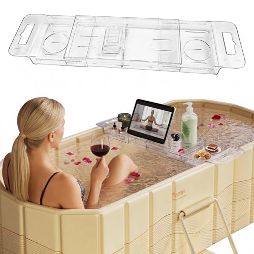 Foldable Bathtub Tray 22-31.4in Expandable Acrylic Caddy