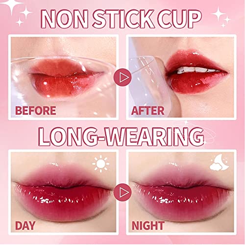 10 Colors Lip Tint Stain Set, Korean Moisturizing Lip Gloss Velvet Mini Liquid Lipstick, Multi-Use Lip and Cheek Tint, Non-Stick Cup, Lightweight, Long-Lasting Waterproof Lips Makeup