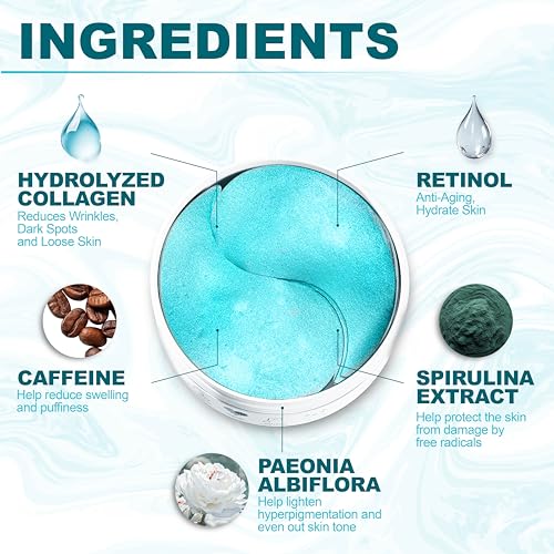 Retinol Collagen Under Eye Patches - 60 Gel Pads for Dark Circles