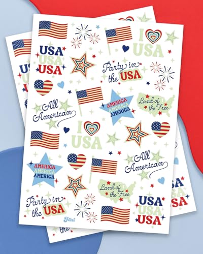 Glow in the Dark Fourth of July Temporary Tattoos, 54 Designs
