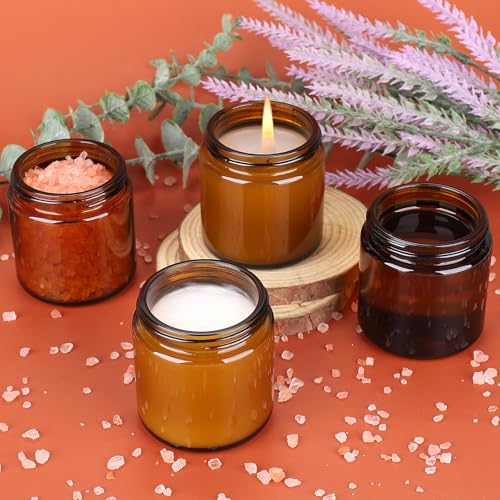 Accmor 4 oz Amber Glass Jars - Leakproof Cosmetic Containers, 4 Pack