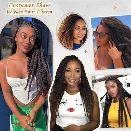 Marley Twist Braiding Hair 24 Inch Marley Hair Long Cuban Twist Hair 8 Packs Afro Kinky Curly Twist Crochet Hair Marley Twist Hair Extension (24 Inch, 1B/4/30)