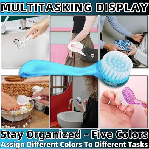 Soft Nail Dust Cleaning Brush Set - 5 Pcs Ergonomic Grip Brushes for Manicure & Pedicure