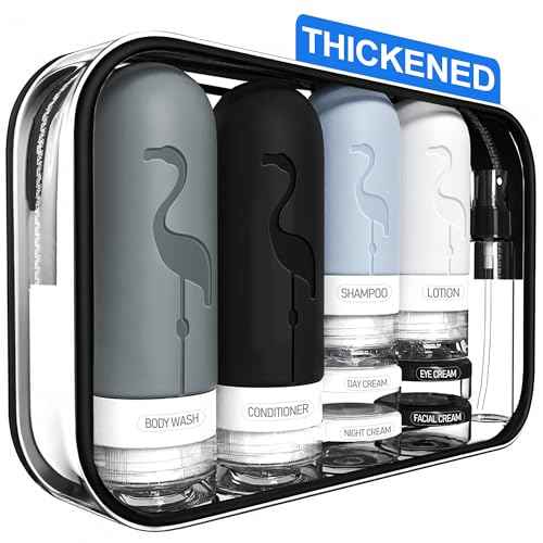 Empty 3 oz Travel Size Bottles Toiletries Containers for Toiletries Liquids£¬Small Silicone Mini Refillable Leak Proof TSA Approved Travel Bottles for Creams Shampoo and Conditioner Traveling