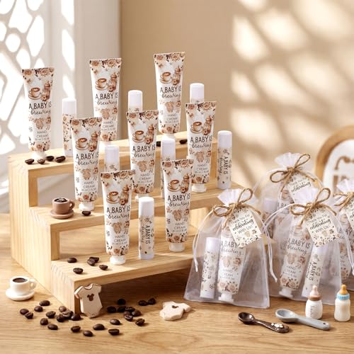 24 Sets a Baby Is Brewing Hand Cream and Lip Balm Gift Baby Shower Party Favors for Guest Coffee Themed Travel Size Hand Lotion and Lip Balm Bulk Babies Shower Birthday Party Supplies