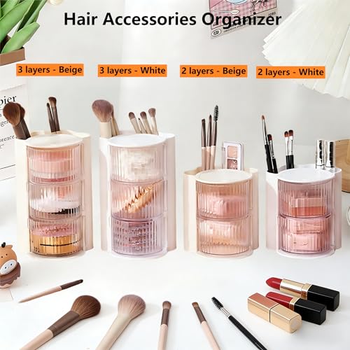 Rotating Hair Accessory Organizer - 3-Layer Makeup Brush Holder