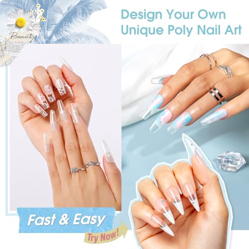 ROSALIND Clear Poly Nail Gel - 2.7oz Large Capacity Extension Builder Gel