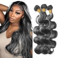 P1B Grey Body Wave Human Hair Bundles 16 18 20 Inch
