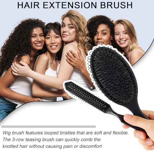 Wig Brushes for Synthetic Hair Wig Comb Set 3 Row Wire Brush Hair Extension Wire Loop 3 PCS