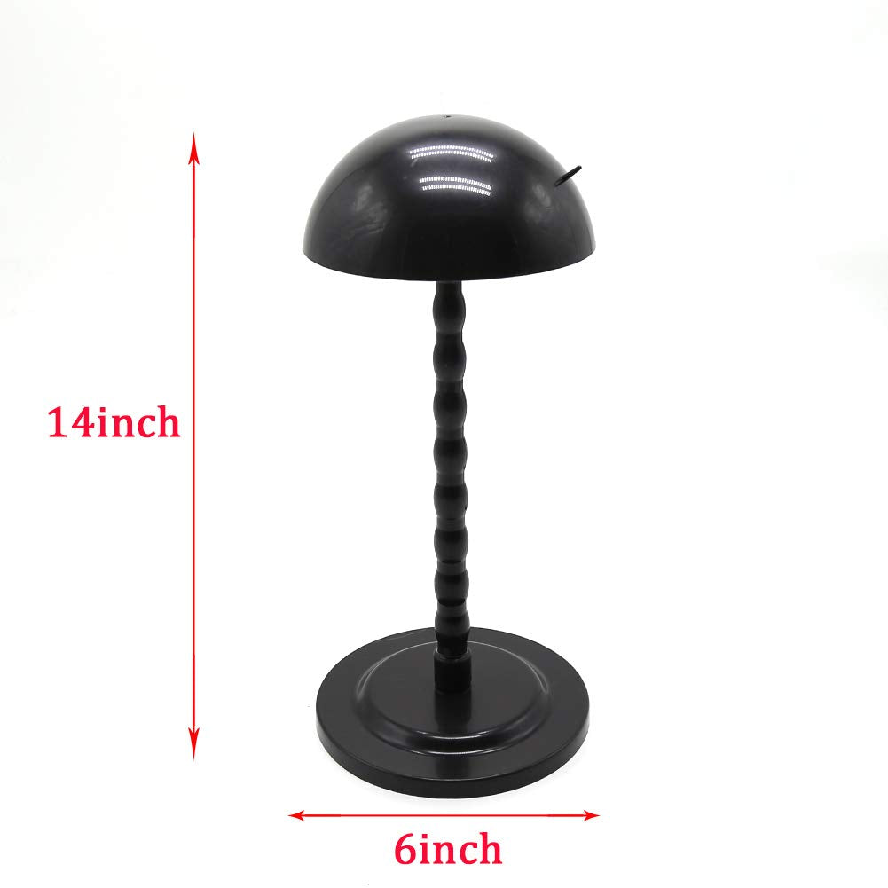 BTWTRY Wig Hair Stand Head Mushroom Top New Plastic Folding Stable Durable Hat Cap Display Holder Stand Tool Wig Stand (Black 1pc)