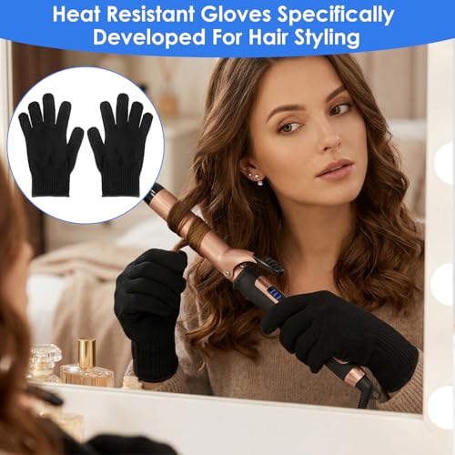 Heat Resistant Gloves for Hair Styling - 2 Pairs Cotton