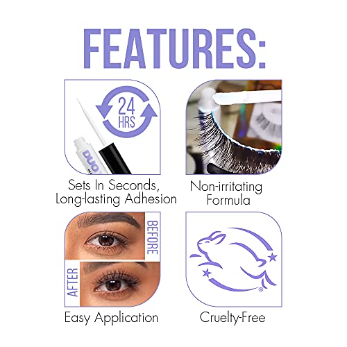 DUO Rosewater & Biotin Eyelash Glue - Clear Strip Lash Adhesive with Brush Applicator, All Day Hold, 0.18 oz