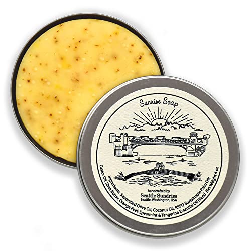 Seattle Sundries Refreshing Citrus Mint Soap for Men & Women - 1 (4oz) Moisturizing Shea Butter Bar Soap in a Low Waste Gift Tin - Rowing Gift Idea