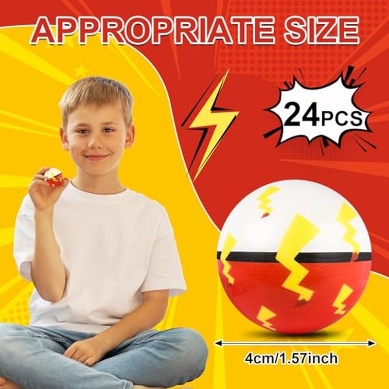 24 Cartoon Stress Balls 1.57" Red & White Fidget Toys