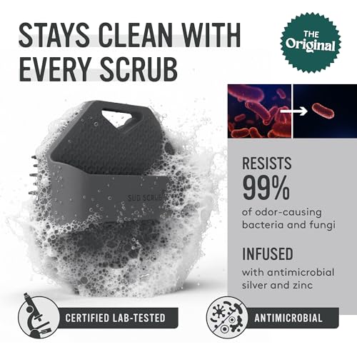 Sud Scrub Antimicrobial Silicone Body Scrubber - Exfoliating Shower Brush