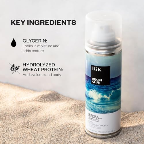 IGK BEACH CLUB Touchable Texture Spray | Hold + Volume + Lightweight | Vegan + Cruelty Free | 5.0 oz (Pack of 2)