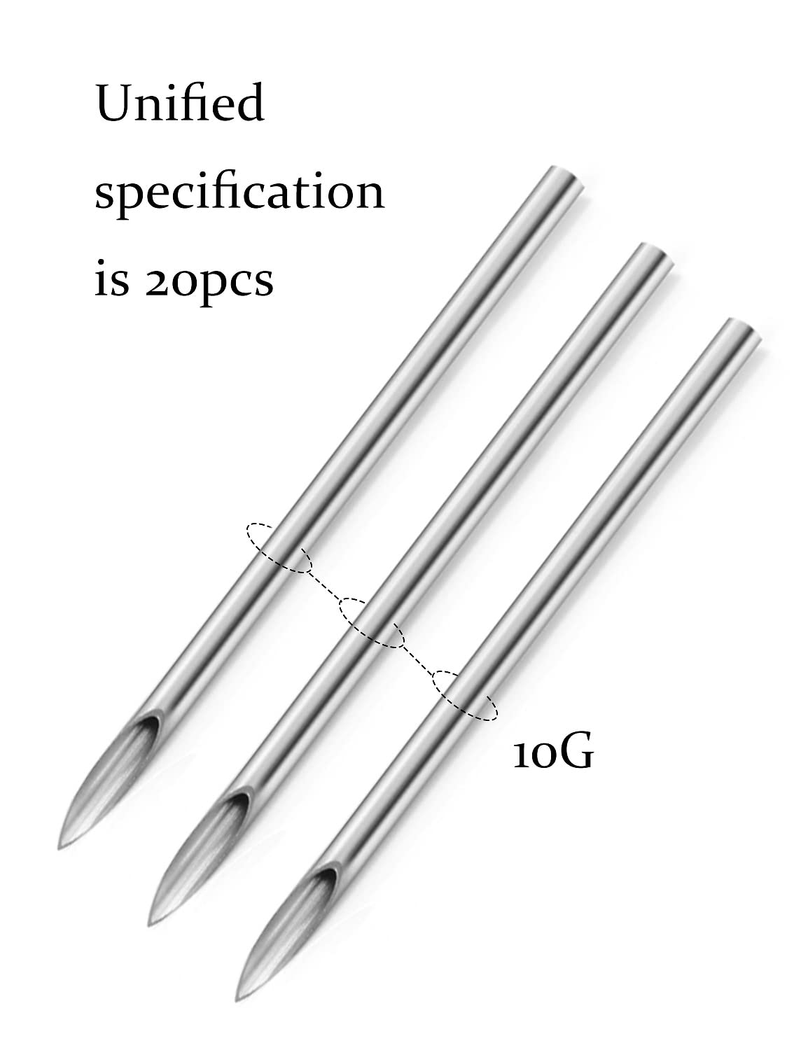 Vsnnsns 10G Piercing Needles 316L Surgical Steel Piercing Needles for Nose Septum Lip Tongue Belly Eyebrow Rings Cartilage Tragus Helix Rook Conch Daith Earrigns Piercing Needles 10 Gauge