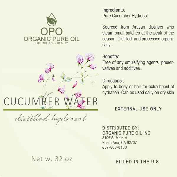 OPO Cucumber Hydrosol - Pure Steam Distilled Hydrating Floral Water Bulk Refill 32 oz - 1 Quart for Skin Hair Face, Greasy, Oily Skin Hair Locs Face Cleansing Toning Spray - Packaging May Vary