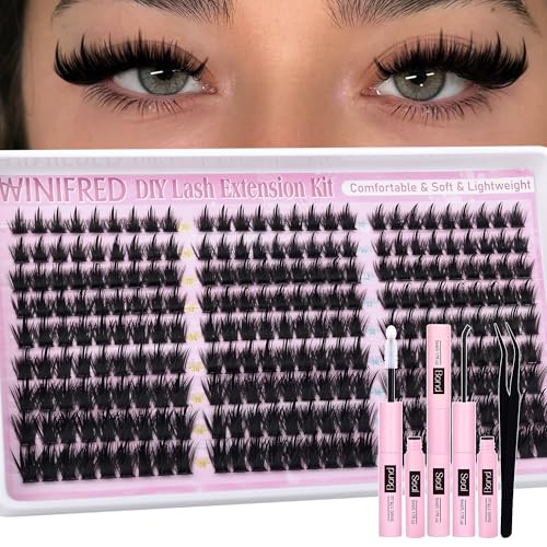 Winifred Eyelash Clusters Kit 10-18mm Spiky Fairy Lashes with Bond & Tweezers