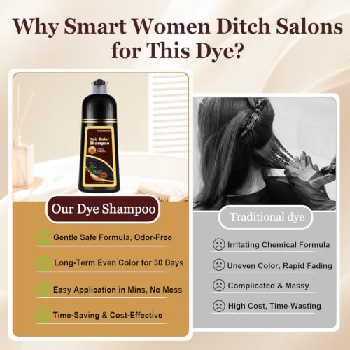 Deep Wine Red Hair Dye Shampoo 3-in-1 for Gray Hair - Long-Lasting Natural Color, 16.9 Fl Oz