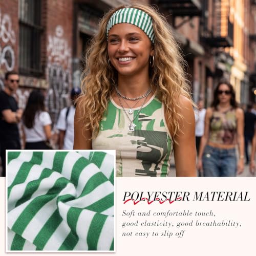 8 Pack Stripe Headbands for Women - Retro Y2K Style Hair Accessories
