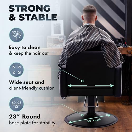 Buy-Rite Onyx Black Hydraulic Salon Chair, 550 Lb Pump