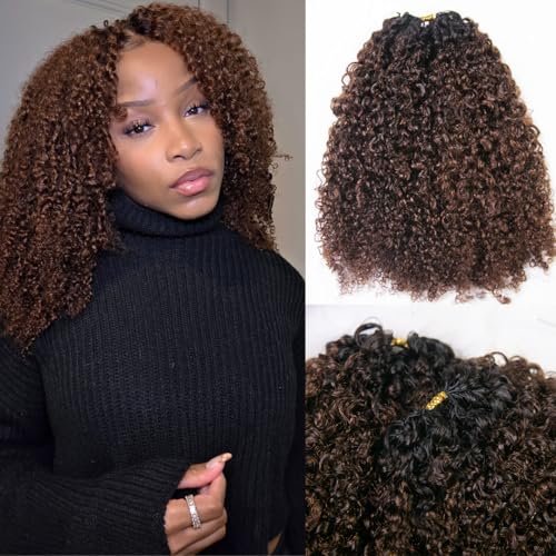 Human Hair Crochet Braids 18" - T1B/4 Kinky Curly