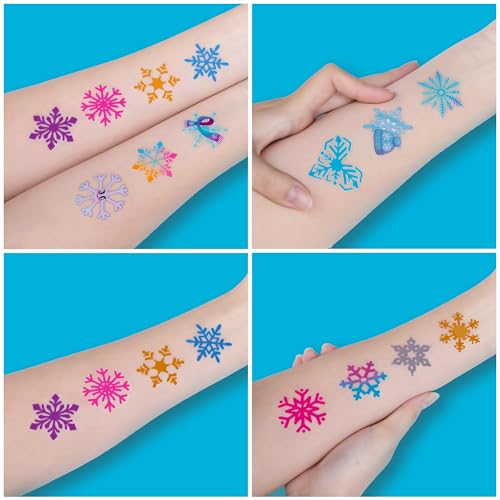 96 PCS Blue Snowflake Temporary Tattoos for Kids