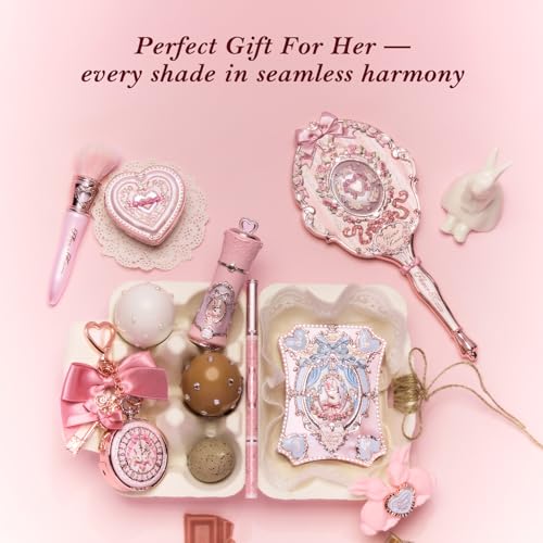 Petal Bloom Bunny Garden Makeup Gift Set - Pink Theme, 9-Piece Beauty Collection with Jewelry Case