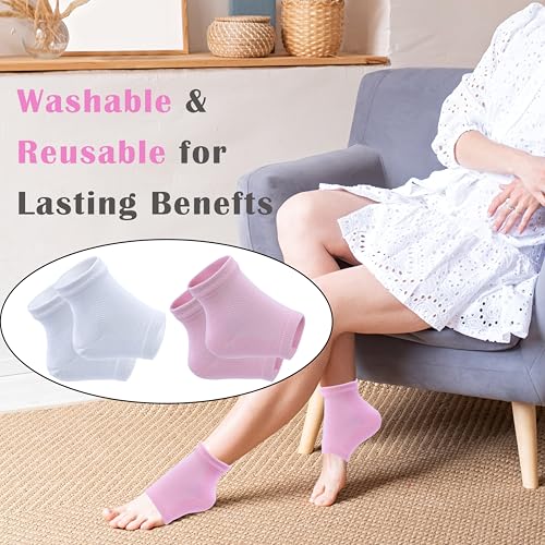Moisturizing Heel Socks for Dry Cracked Feet - 2 Pairs