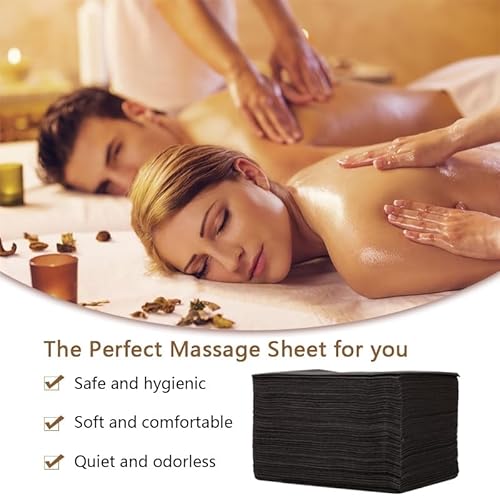 50PCS Disposable Bed Sheets, Black Disposable Massage Table Sheets, Disposable Bed Covers for SPA Lash Wax Tattoo Salon, Non Woven Fabric, 71" x 31" White