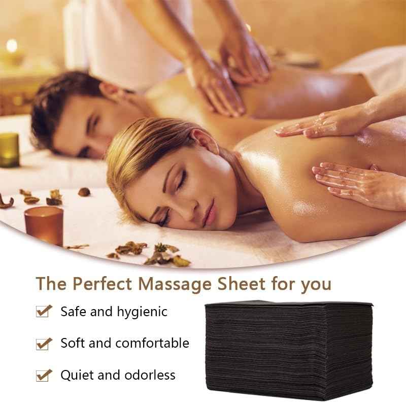 YEEOZOE 50PCS Disposable Bed Sheets, Black Disposable Massage Table Sheets, Disposable Bed Covers for SPA Lash Wax Tattoo Salon, Non Woven Fabric, 71" x 31" White