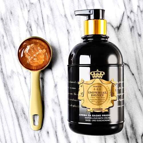Perlier Imperial Honey Shower & Bath Cream - Nourishing & Soothing Luxury Bath Cream Made With 100% Organic Italian Honey For Deep Moisturization And Hydration (16.9 Fluid Oz.)
