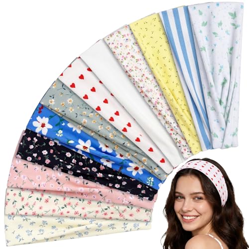 Skicuff 12-Pack Women's Floral Headbands - Non-Slip Summer Hair Accessories