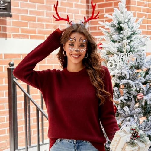 Deer Face Glitter Gem Stickers Tattoo – 2 Pcs Halloween Costume