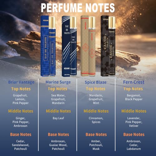 MZANK Perfume Set 1 - 4 Travel Size Men's Cologne Sampler, Long-Lasting Fragrances