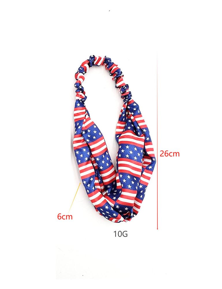 Patriotic Turban Headband Hair Scrunchies American USA Flag Headwear Hair Bands Tie JHN62 (Hair Band-B2)