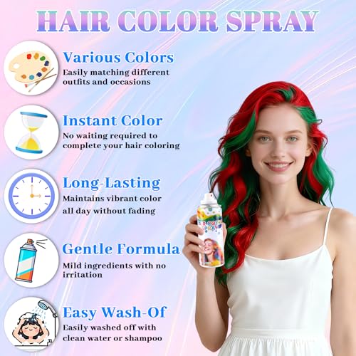 Temporary Hair Color Spray – Washable, Non-Toxic, Quick-Dry