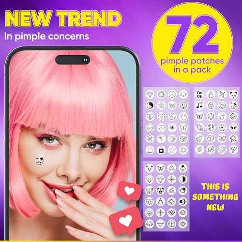 Cute Acne Patches for Face. Hydrocolloid Pimple Patches for Face. Face Tattoo Stickers. 72 Black Pimple Stickers with Hydrocolloid. Zit patches. Zit stickers.