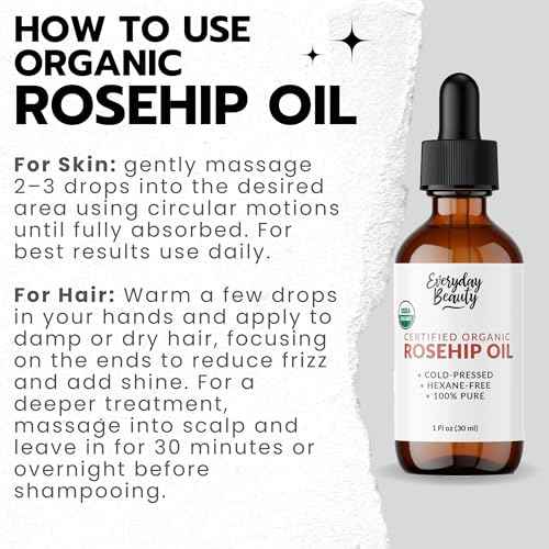Organic Rosehip Seed Oil | 100% Pure, Cold-Pressed, Unrefined | USDA Certified Organic | Amber Glass Bottle with Glass Dropper | For Face, Skin & Hair - 1 Fl Oz