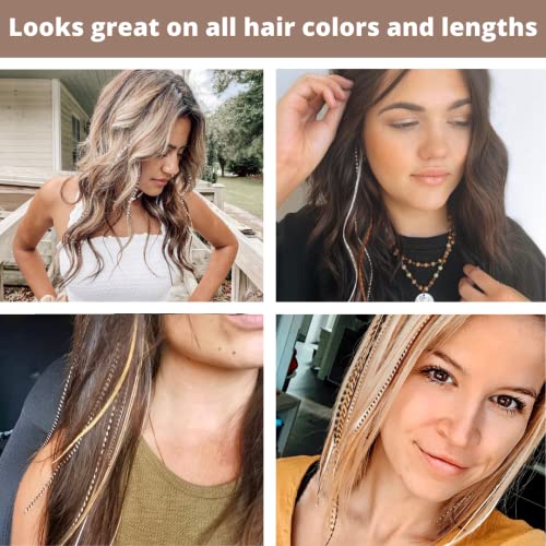 Rooster Feather Hair Extensions Kit - 20 Real Feathers