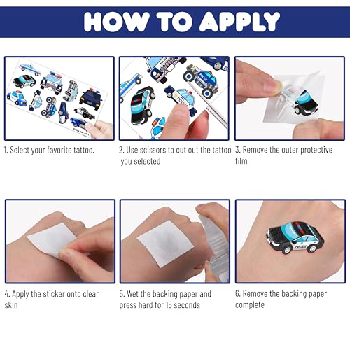 107 PCS Police Car Temporary Tattoos Party Favors