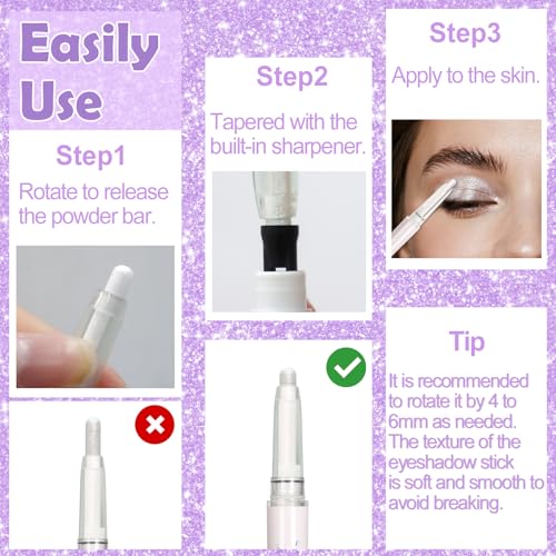 Yosca Glitter Eyeshadow Stick Duo - Waterproof Silver & White
