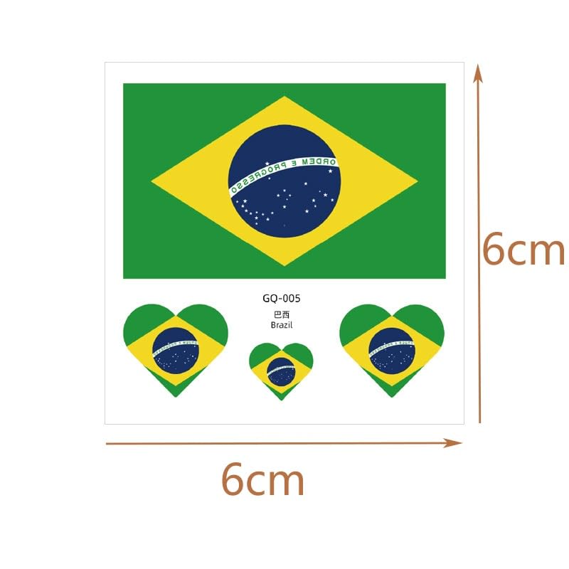 10Pcs World Cup Flag Face Tattoos - Waterproof Temporary Stickers